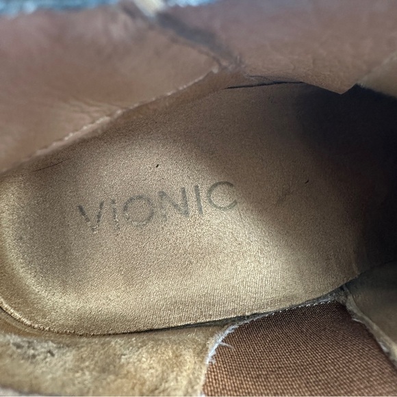 Vionic Leather Sterling Zip Up High Heel Ankle Boots Womens Size 7 In Saddle - Picture 6 of 10